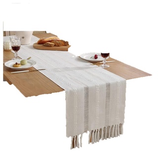 KIKI Tischdecke Tischdecke mit Quasten im Landhausstil (1-tlg)