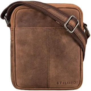 STILORD "Jude Herren Umhängetasche Klein Leder Vintage Tasche Messenger Bag Herrentasche zum Umhängen Crossbody Bag Echtleder Schultertasche Männer Farbe:eichen - braun - S