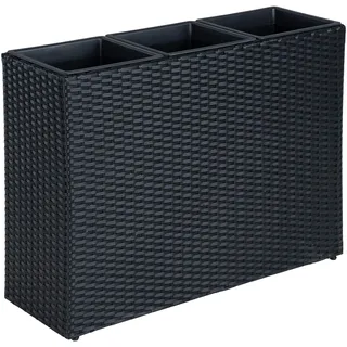 Estexo Hochbeet Polyrattan Blumenkübel Pflanzkübel Rattan Blumentopf Set Schwarz