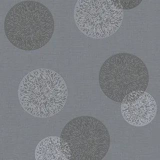 Bricoflor Graue Tapete mit Kreis Muster Abstrakte Vliestapete mit Blüten Rund Ideal für Esszimmer Vlies Mustertapete mit Vinyl in anthrazit