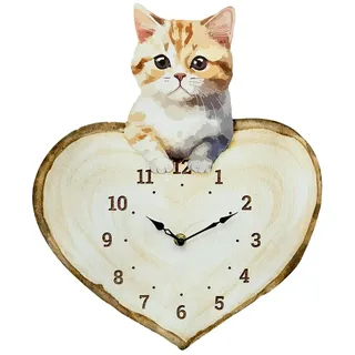 abc HOME | Wanduhr Katze | Quarzuhrwerk | batteriebetrieben | 37 cm H