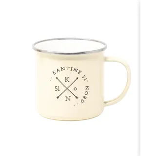 Kantine 51° Nord Camping Tasse 450 ml | Emaille Kaffeetasse mit Edelstahlrand, praktisch für Outdoor-Abenteuer & Vanlife, BPA-frei