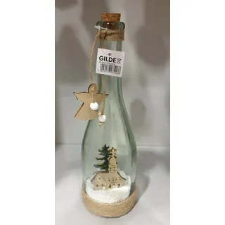 LED Sektflasche Holz Schnee Krippe Rentier Weihnachten Xmas Geschenk Deko Kirche