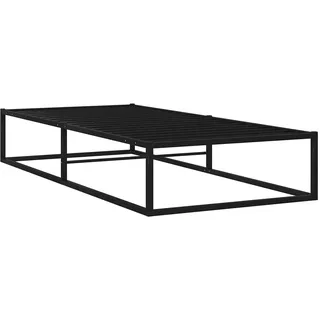 vidaXL Bettgestell Bett Metallbett Schlafzimmerbett Einzelbett Bettrahmen Ehebett Lattenrost Schlafzimmermöbel Schwarz Metall 90x200cm