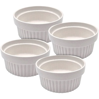 Spetebo Geschirr-Set Creme Brulee Schälchen aus Porzellan - 4er Set, 6 Personen, Porzellan, Soufflé Förmchen Dessert Schale weiß