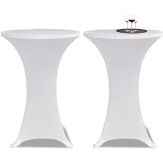vidaXL Tischhusse Stretch Weiß Ø 80 cm 2er Set