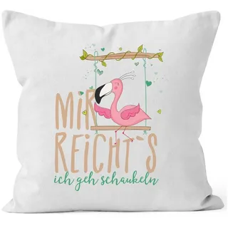 MoonWorks Dekokissen Kissen-Bezug Flamingo Mir reichts ich geh schaukeln Sprüche Spruch braun|weiß