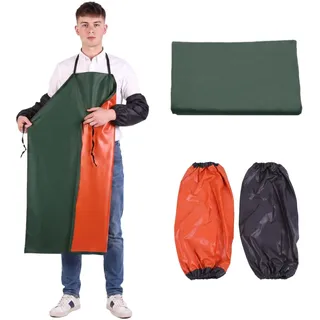 ZHYUAN 80×120cm Wasserdichte ölbeständige PVC-Schürze, mit 2 Ärmeln,Wasserdicht Gummischürzen,Wasserdicht Schürze, PVC Wasserdicht Schürzen,für Geschirrspülen,industrielle Arbeiten,Reinigung - 80 x 120 cm