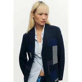 Desigual, Patchwork-blazer, Viskose, Blau, M, BLUE, M