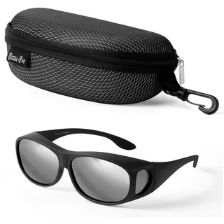 Bezzee Pro Sonnenbrille Polarisierte Überzieh-Sonnenbrille für Brillenträger - Silberfarben (1-St) silberfarben
