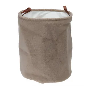 home&styling collection Aufbewahrungskorb Bouclé mit Kunstledergriffen Ø 38 x 50 cm braun/grau