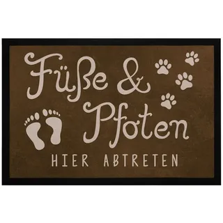 MoonWorks Fußmatte Fußmatte Füße und Pfoten hier abtreten Spruch lustig Hund Katze, rechteckig schwarz