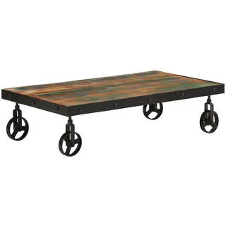 vidaXL Couchtisch mit Rollen Altholz Massiv Braun 100 x 55 x 26 cm