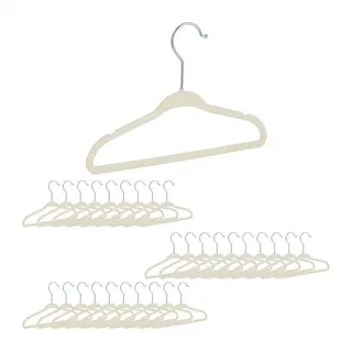 Relaxdays Kleiderbügel Samt Beige 30 St.