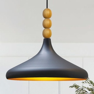 Pendelleuchte | Champion | Moderne Esstisch Lampe aus Holz Skandinavisch Pendellampe für Schlafzimmer Wohnzimmer Schwarz Küchenlampe