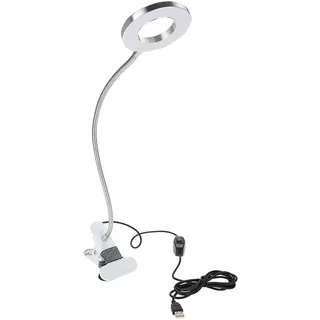 LED Klemmleuchte, Leselampe Schwanenhals Bett Lampe Clip on Licht 360° flexiblem Leselicht Lesen Arbeiten Reisen Zuhause BüRo Nachttischlampe USB Aufladbare Buchlampe Nachtlicht Schreibtischlampe Weiß