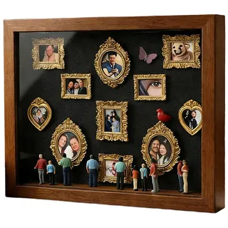 DIY Mini Museum Silhouette Box Shadow Box Frame Kit, Aufbewahrungsbox Für Erinnerungsfotos Mit Beleuchtung, 11 Miniatur-Fotorahmen Mit 8 Figuren, Für Jubiläum, Hochzeit, Geburtstag Und Heimdekoration