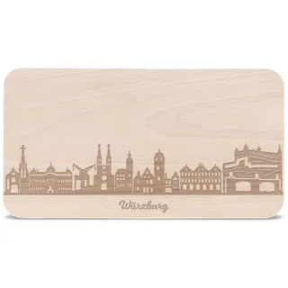 GRAVURZEILE Frühstücksbrettchen mit Gravur - Skyline Würzburg - Holz Schneidebrett Vesperbrett Brotzeitbrett - Geschenk für Stadtverliebte - Ideal auch als Souvenir