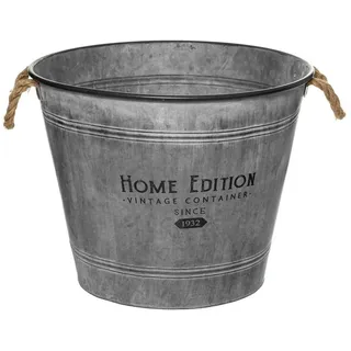 Atmosphera Créateur d'intérieur Blumentopf Blumenübertopf ZINC, Vintage-Eimer, Ø 48 cm grau