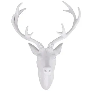 LINDER EXCLUSIV Hirschgeweih Hirschkopf Geweih 10-Ender Weiß glänzend Optik 48x32x61cm