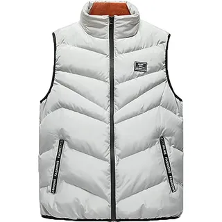 ASKSA Herren Steppweste mit Reißverschlusstaschen Daunenweste Body Warmer Outdoor Sport Winterweste, Grau, XL - Grau - XL