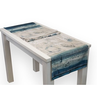 beties Tischläufer Aqua Mistral (1-tlg), ca. 40x150 cm Tischband 100% Baumwolle maritim blau