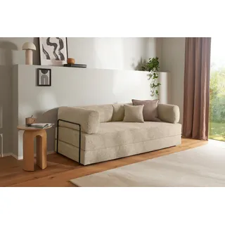 homsy by ana johnson Schlafsofa HOMSY BY ANA JOHNSON "Folda Dauerschläfer, B: 206 cm, Liegefl. 181x198 cm", beigebraun, B:206cm H:72cm T:94cm, Sofas, Schlafsofa, mit Bett-/Schlaffunktion, inkl. 1x Zierkissen, Tonnentaschenfederkern