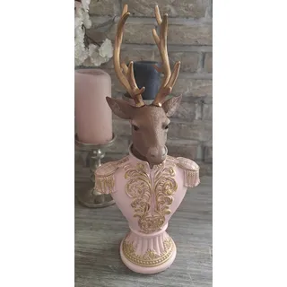 Deko Hirsch Büste Weihnachten Rosa Gold 16x14x 36 cm Clayre & Eef