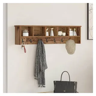 vidaXL Garderobenständer Altholz 100 x 16 x 26 cm Braun