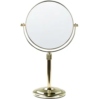 Doppelseitiger Tischspiegel Schminkspiegel mit Vergrößerung ø 20 cm Gold Averyon