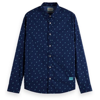 Scotch & Soda Langarmhemd Hemd Langarmhemd Ditsy AOP printed poplin shirt (1-tlg) blau M