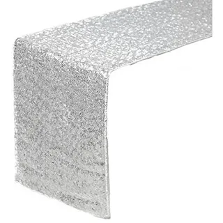 LuxusKollektion Tischläufer Tischläufer Pailletten Silber 30x300cm (1-tlg) silberfarben