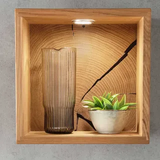 Massivholzregal hängend aus Wildeiche Massivholz 34 cm hoch