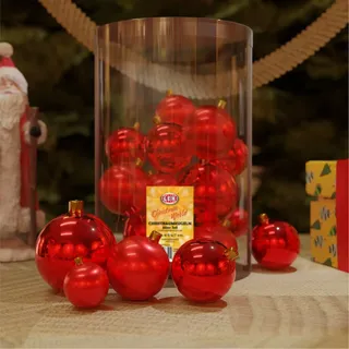 Mojawo 60tlg. Christbaumkugeln / Weihnachtskugeln rot Ø 4/5/6/7cm