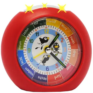 alles-meine.de GmbH LED Licht - Kinderwecker - Analog - lustige Vögel - rot - Lernwecker - + -1 Minuten Schritten Anzeiger - Lernzifferblatt - für Kinder/großer analoger We..