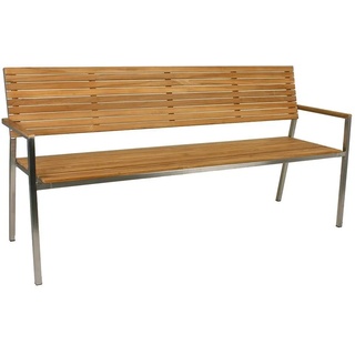Gravidus Gartenbank 4-Sitzer Gartenbank Parkbank Sitzbank Bank Garten Terrasse Edelstahl Teak