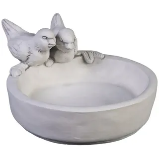 gartendekoparadies.de Gartenfigur Massive Vogeltränke Vogelbad Motiv Vögel, Gewicht 7 kg, Frostsicher grau