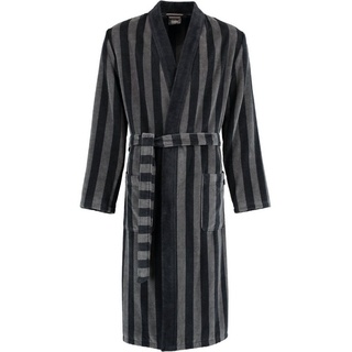 Cawö Herrenbademantel Streifen 2612 Kimono Velours, Kimono, 100% Baumwolle schwarz SHandtuchWelt