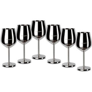 ECHTWERK bruchsichere Weingläser aus Edelstahl, Weinglas-Set, Rotweinglas, Campinggläser, Cocktailgläser, robust, unzerbrechlich, Silber Edition, 6tlg, 21x 7,3cm, 0,5L