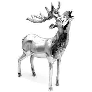 Brillibrum Dekofigur Hirsch Figur Rentier Metall Silber Weihnachtsdekoration Reh Wild