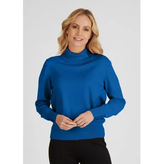 Strickpullover RABE "RABE Pullover" Gr. 46, blau (dunkelblau) Damen Pullover Rollkragenpullover