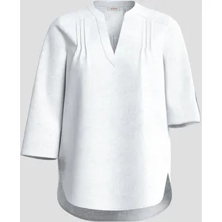 S.Oliver Leinenbluse mit 3/4-Arm und Tunika-Ausschnitt weiß 46