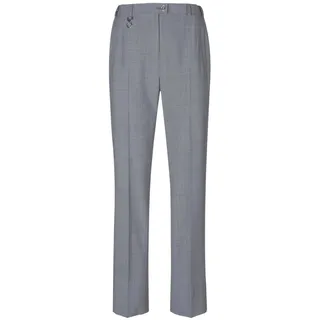 Stoffhose GOLDNER "Elegante Stretchhose mit Bügelfalten", Damen, Gr. 50, N-Gr, silber (silbergrau, melange), Obermaterial: 53% Polyester PES. 43% Schurwolle WV. 4% Elasthan EL., normal, Hosen Stoffhose, Bund mit dekorativem Zierteil