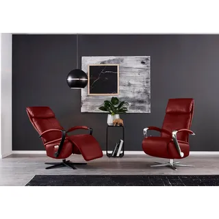 W.Schillig Relaxsessel rumbaa Leder 73 x 115 x 84 cm Rot mit Kissen und Kopfteil