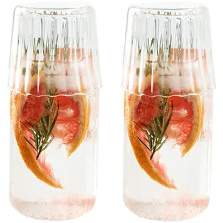 BestAlice Nachttisch-Wasserkaraffe und Glas-Set, 600 ml, Vintage-Nachttisch, Glaskaraffe mit Trinkglas, Klarglas, Saft-Wasserbecher, 2 Stück