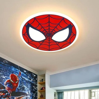Modern Kinderzimmer Lampe Rot Spider-man Deckenleuchte Dimmbar LED Jungenzimmer Cartoon Karikaturen Deckenlampe mit Fernbedienung Runde Kinder Schlafzimmer Deckenbeleuchtung Kreativ Wandleuchte, Ø50cm