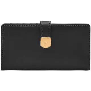 Fossil Lennox Leder oder Polyester Geldbörse für Damen Mitternachtsschwarz 17.15 cm L x 1.91 cm W x 8.89 cm H - 17.15 cm L x 1.91 cm W x 8.89 cm H