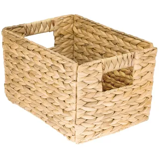 HMF Aufbewahrungskorb faltbarer Korb geflochten aus Wasserhyazinthe Seegras 32 x 23 x 20 cm beige