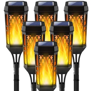 Joltix Solarlampen für Außen Garten, Solarleuchten mit Realistischer Flammeneffekt, Solar Fackeln Gartenbeleuchtung, IP65 Wasserdichte Gartenfackeln für Außen, Hinterhöfe, Rasendeko (6 Stück)