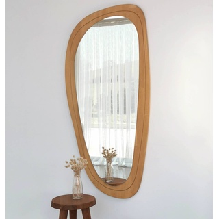 Gozos Moderner Holzrahmen mit Kiefer Denia Spiegel - Wandspiegel groß mit 3 cm breiter Unterseite und inklusive Montagematerial - Maße 120 x 57 - Asymmetrischer Spiegel ideal als Dekorationsobjekt